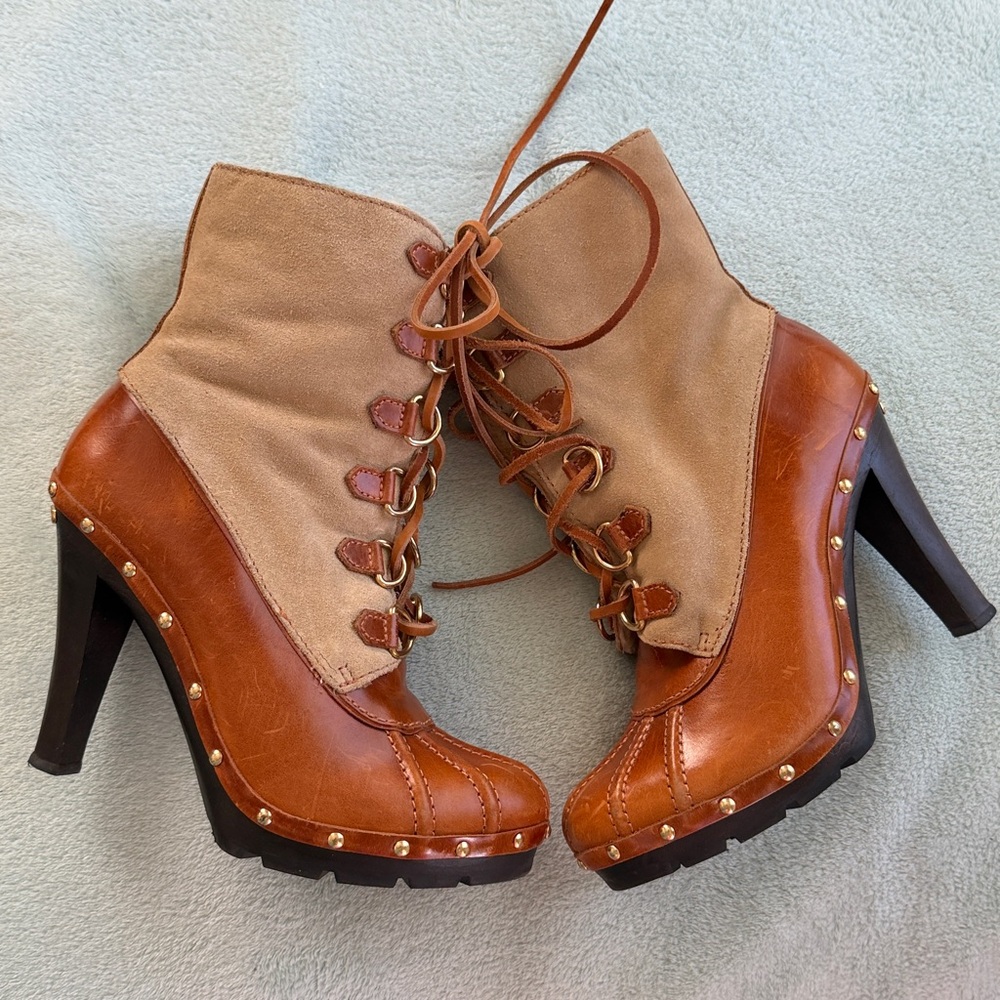 KORS Michael Kors Brown and Tan Lace Up Boots - Picture 4 of 14